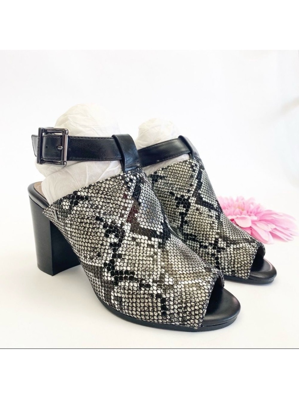 Vionic Leather Perk Kaia Stacked Heel Sandals: Natural Snake